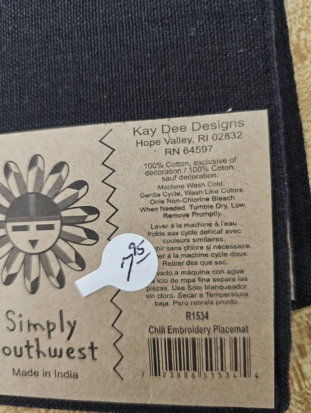 Kay Dee Designs Simply Southwest Embroidered Placemats Set of 4 (2 Chili, 2 Bird